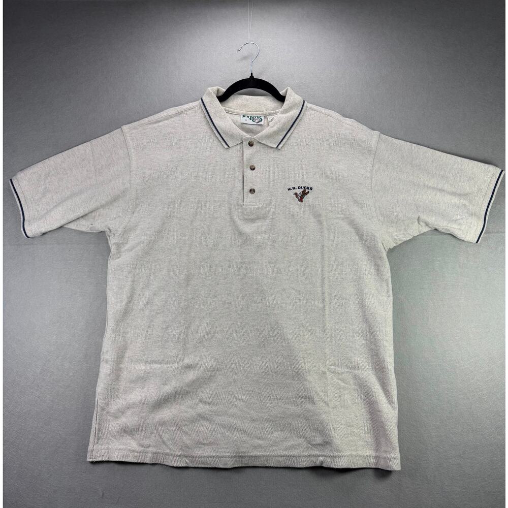 M.R. Ducks Short Sleeve Polo Shirt Men’s XL Cream/Beige Embroidered Logo